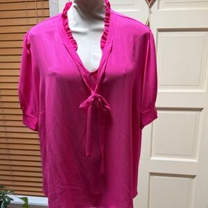 CeCe Fuchsia Tie-Front Blouse